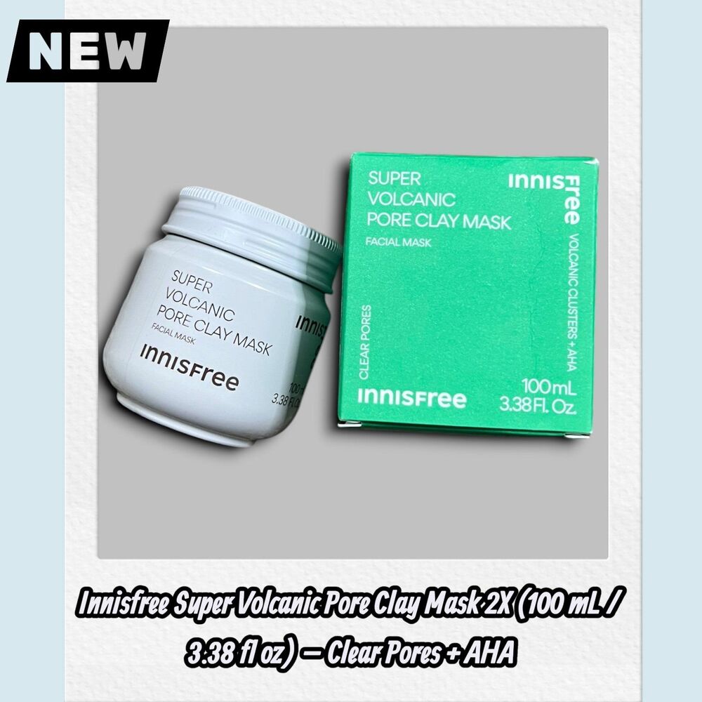 NEW Innisfree Super Volcanic Pore Clay Mask 2X (100 mL / 3.38 fl oz) – Clear Por